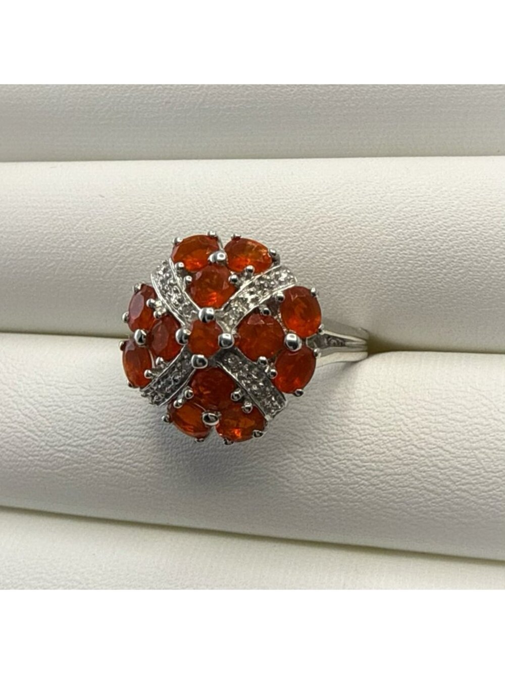 Chuck Clemency Ring Orange Gemstone Sterling Silver STS 8.25 Cluster  QVC 925